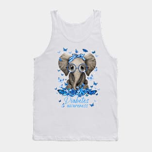 Diabetes Awareness Ribbon Elephant Tank Top